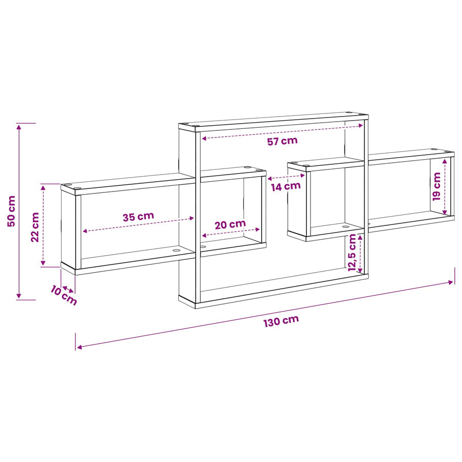 Wall Shelf White 130 x 10 x 50 cm Engineered Wood