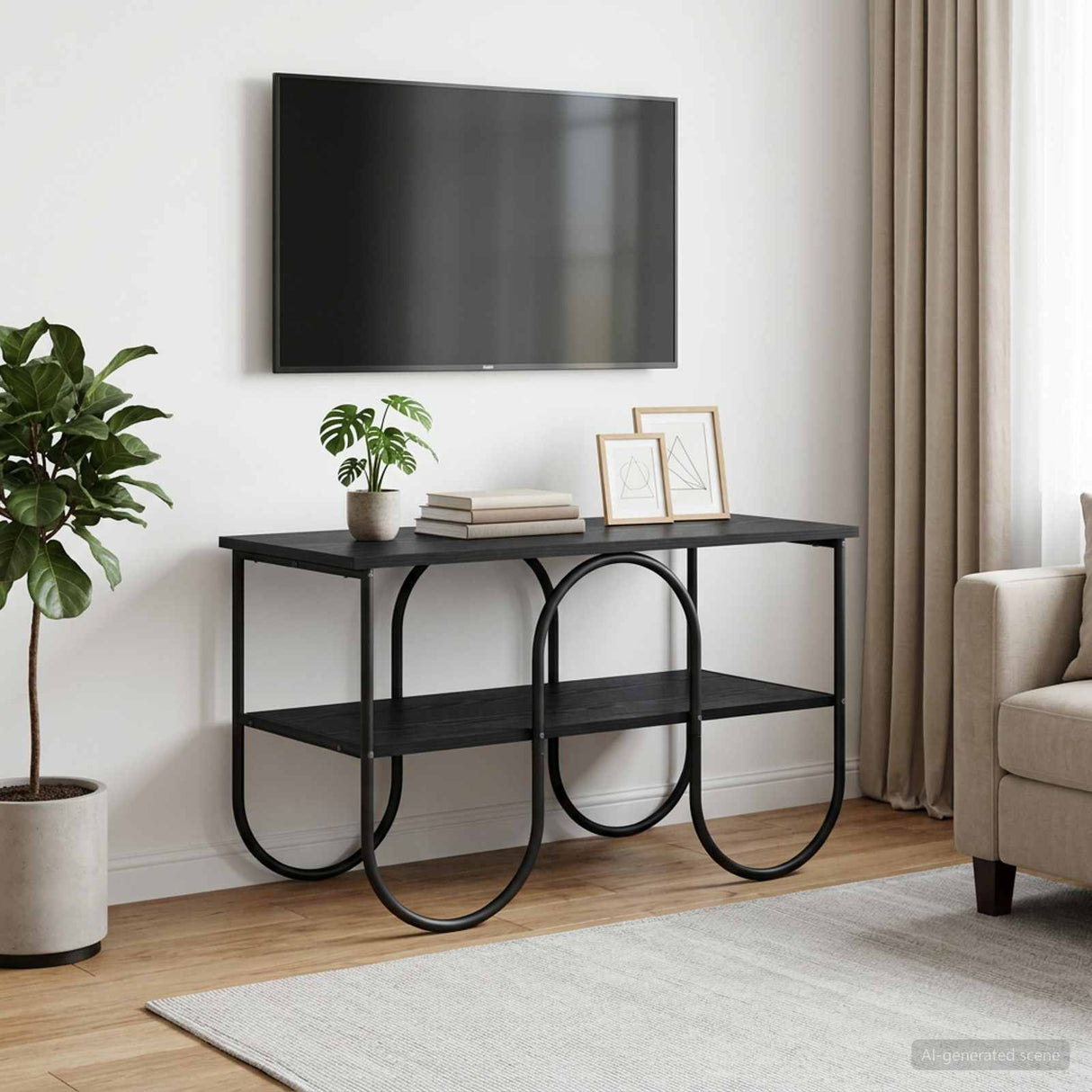 TV unit 80 x 40 x 50 cm Black Oak Engineered Wood