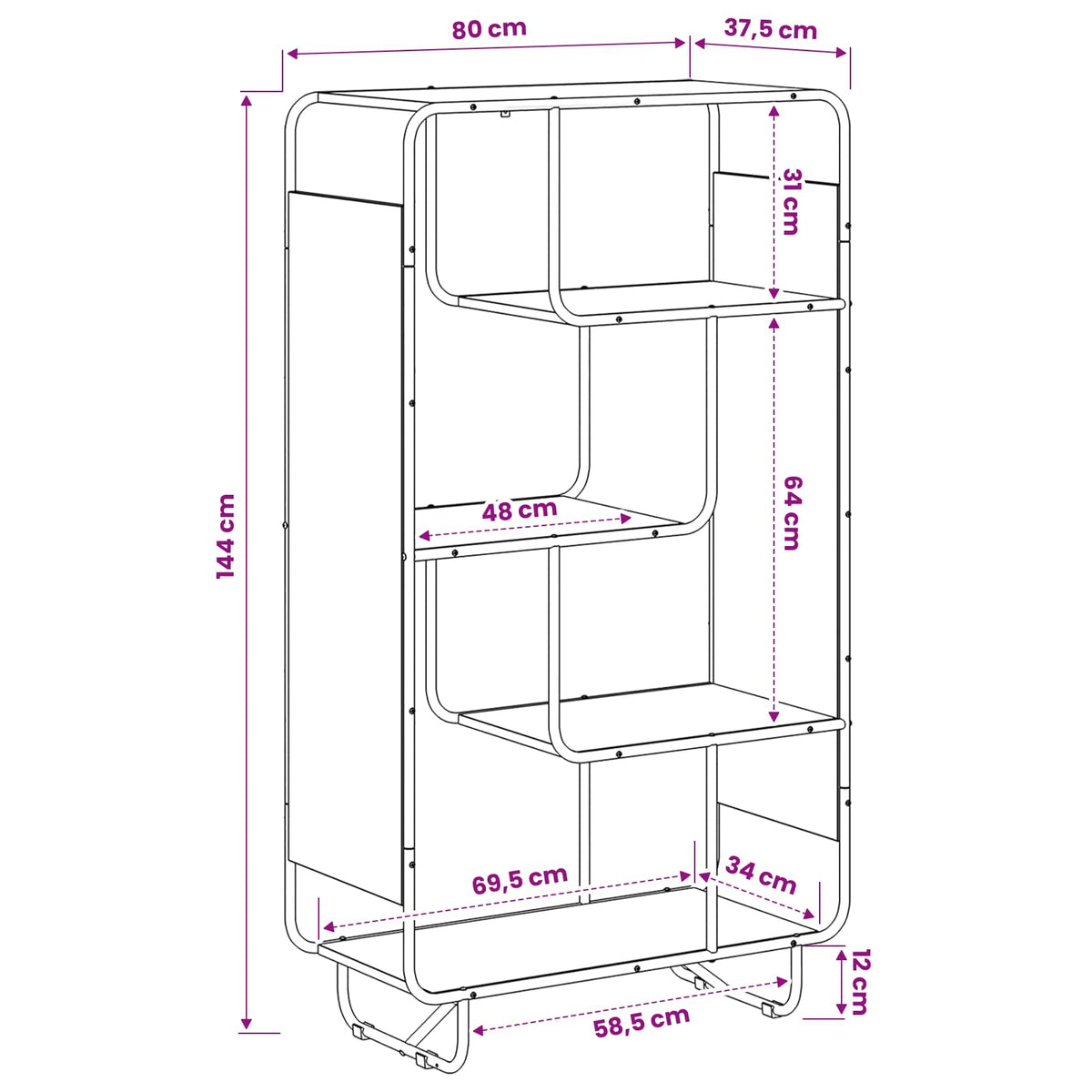 Highboard Sonoma Oak 80 x 37.5 x 144 cm Engineered Wood