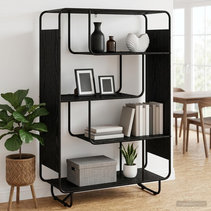 Highboard Black Oak 93.5 x 37.5 x 144 cm Engineered Wood