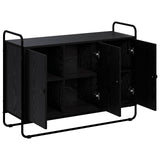 Sideboard Black Oak 102 x 35 x 75 cm Engineered Wood - Front View