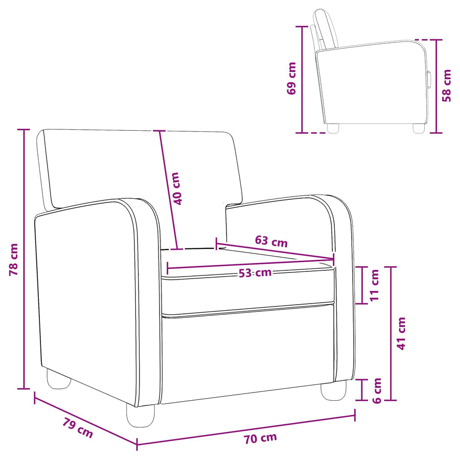 Armchair Black Faux Leather