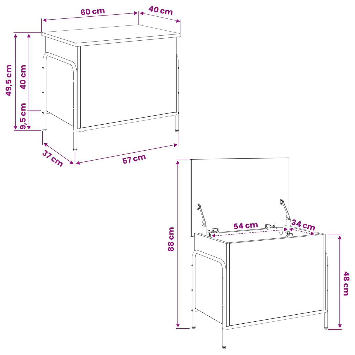 Storage Box Sonoma Oak 80 x 40 x 49.5 cm Engineered Wood