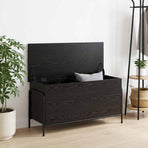 Storage Box Black Oak 80 x 40 x 49.5 cm Engineered Wood
