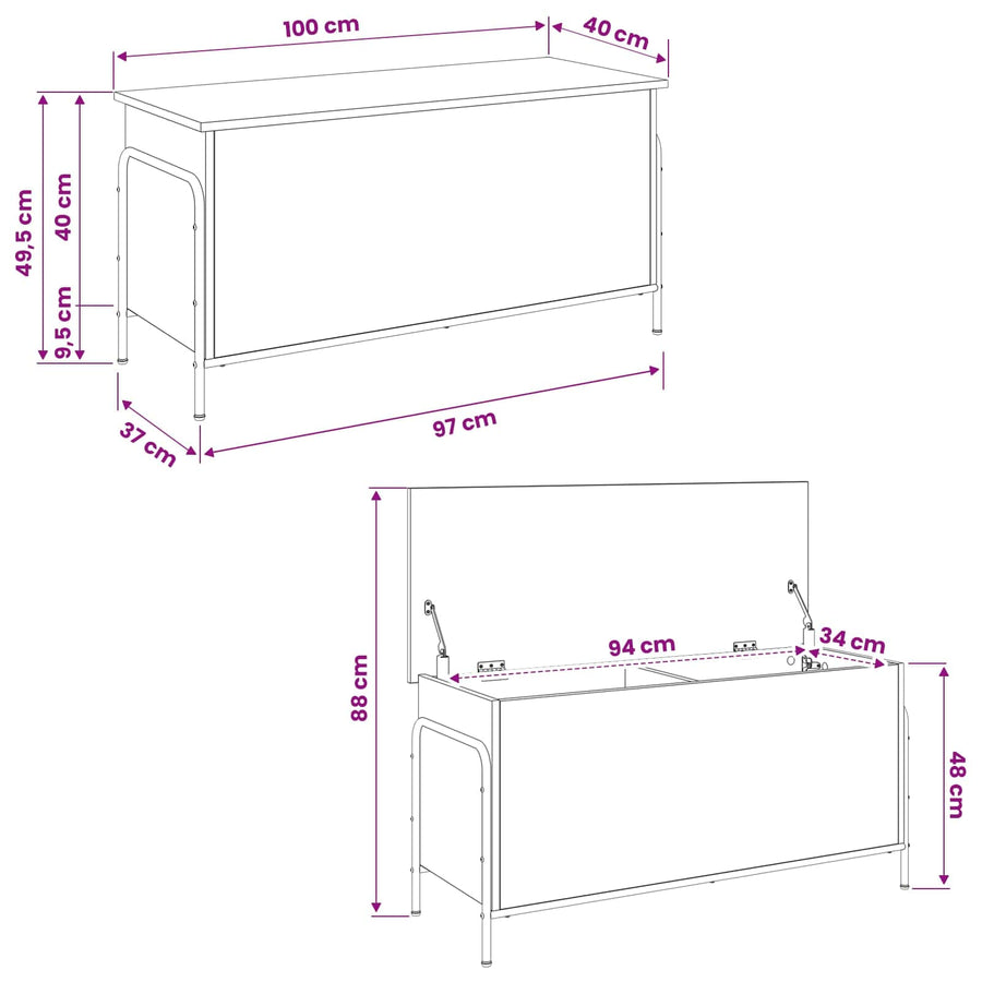 Storage Box Sonoma Oak 80 x 40 x 49.5 cm Engineered Wood