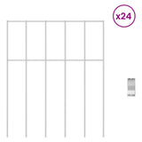 Garden Fence Panel 24 pcs Galvanised Steel Silver