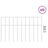 Garden Fence Panel 12 pcs Galvanised Steel Silver - Side View