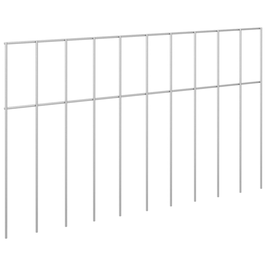 Garden Fence Panel 24 pcs 50 x 30 cm Galvanised Steel Silver
