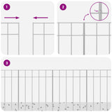 Garden Fence Panel 12 pcs Galvanised Steel Silver - Close-Up Angle