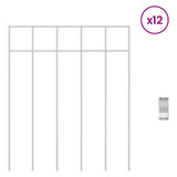Garden Fence Panel 12 pcs Galvanised Steel Silver - Side View