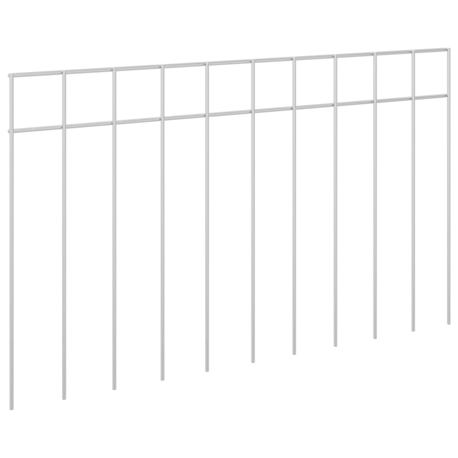 Garden Fence Panel 12 pcs 50 x 30 cm Galvanised Steel Silver