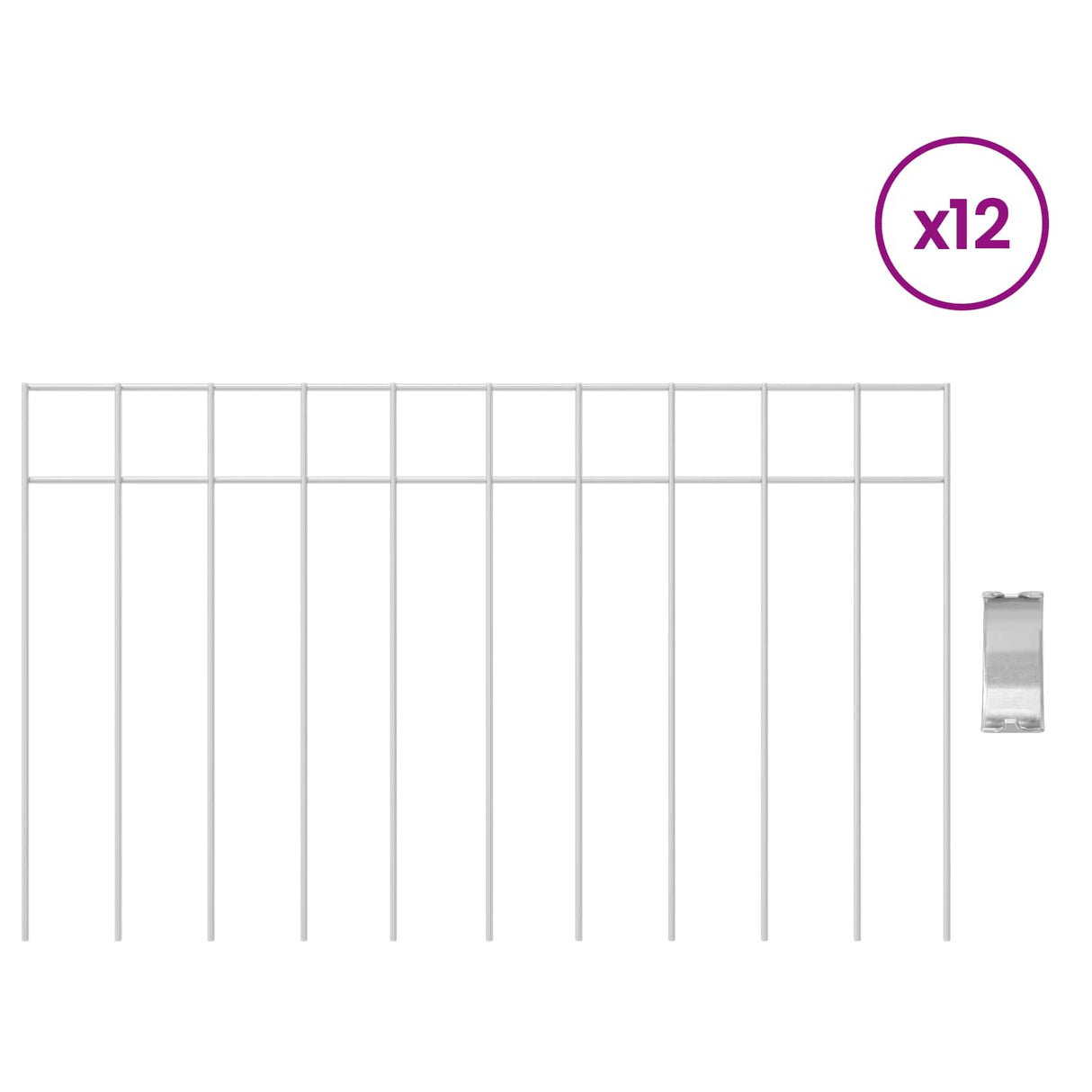 Garden Fence Panel 12 pcs Galvanised Steel Silver