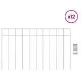 Garden Fence Panel 12 pcs Galvanised Steel Silver - Side View