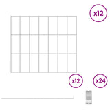 Garden Fence with Stakes 12 pcs 35 x 30 cm Mesh Silver