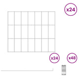 Garden Fence with Stakes 24 pcs 35 x 30 cm Mesh Silver - Side View