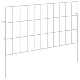 Garden Fence with Stakes 12 pcs 55 x 30 cm Mesh Silver - Front View