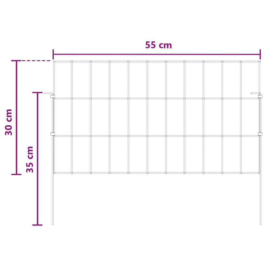 Garden Fence with Stakes 12 pcs 55 x 30 cm Galvanised Steel