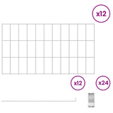 Garden Fence with Stakes 12 pcs 55 x 30 cm Mesh Silver - Side View