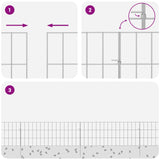 Garden Fence with Stakes 12 pcs 75 x 30 cm Mesh Silver - Close-Up Angle
