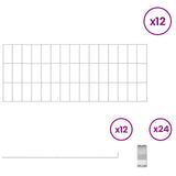 Garden Fence with Stakes 12 pcs 75 x 30 cm Mesh Silver