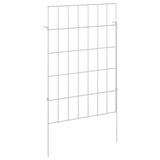 Garden Fence with Stakes 12 pcs 35 x 50 cm Mesh Silver - Front View