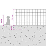 Garden Fence with Stakes 12 pcs 35 x 50 cm Mesh Silver