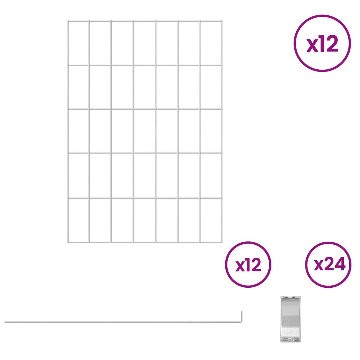 Garden Fence with Stakes 12 pcs 35 x 50 cm Mesh Silver