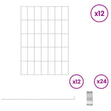 Garden Fence with Stakes 12 pcs 35 x 50 cm Mesh Silver - Side View