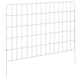 Garden Fence with Stakes 12 pcs 75 x 50 cm Mesh Silver - Front View