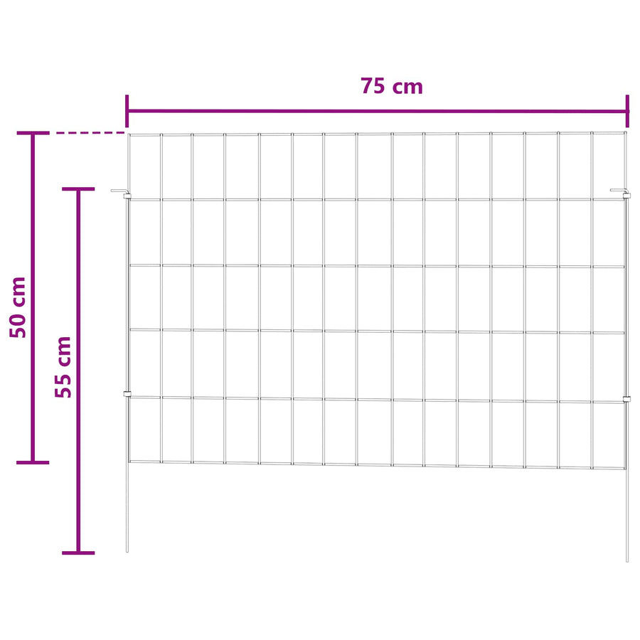 Garden Fence with Stakes 12 pcs 75 x 50 cm Galvanised Steel