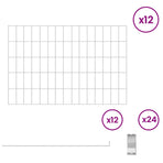 Garden Fence with Stakes 12 pcs 75 x 50 cm Galvanised Steel