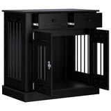 Dog crate furniture Black Oak 80 x 47.5 x 80 cm Engineered Wood - Side View