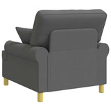 XL Armchair with Cushions Dark Grey Fabric