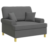 Armchair with Cushions Dark Grey Fabric