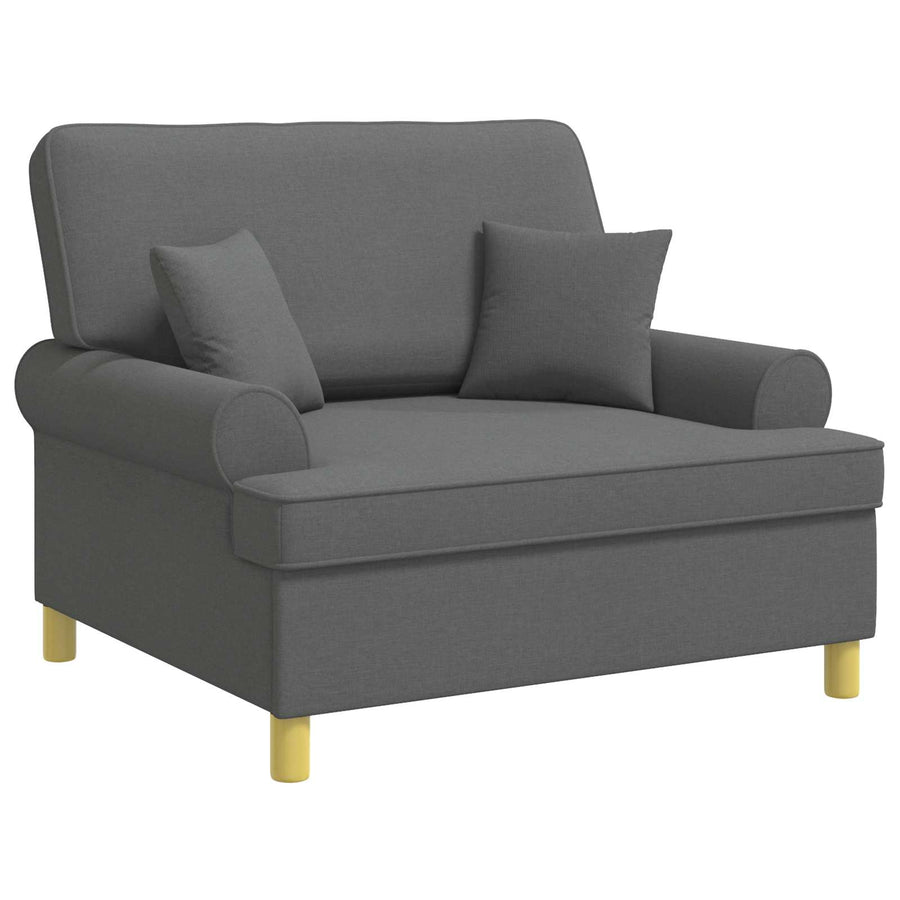 XXL Armchair with Cushions Dark Grey Fabric