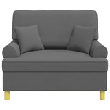 Armchair with Cushions Dark Grey Fabric