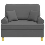 XXL Armchair with Cushions Dark Grey Fabric