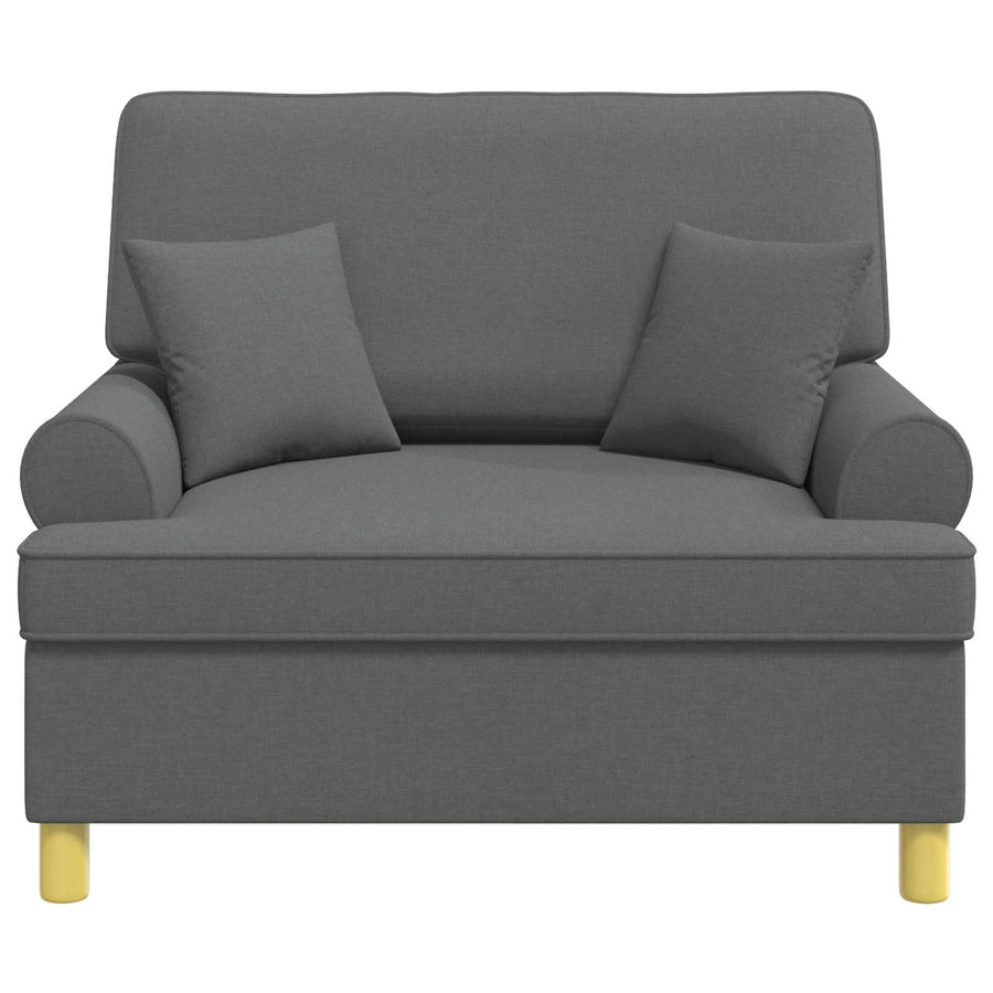 XXL Armchair with Cushions Dark Grey Fabric