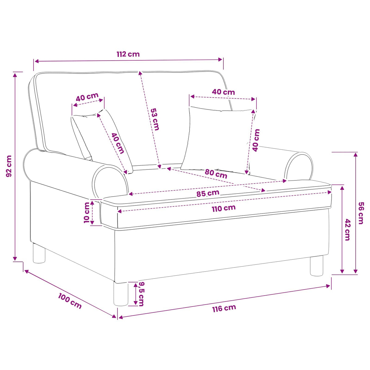Armchair with Cushions Dark Grey Fabric