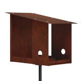 Bird Feeder Weathering Steel Rusty - Rear View