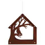 Hanging Bird Feeder Weathering Steel Rusty - Top-Down View