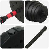 2-in-1 Dumbbell Set 40kg Black and Red Cement and Iron Sand - Low Angle