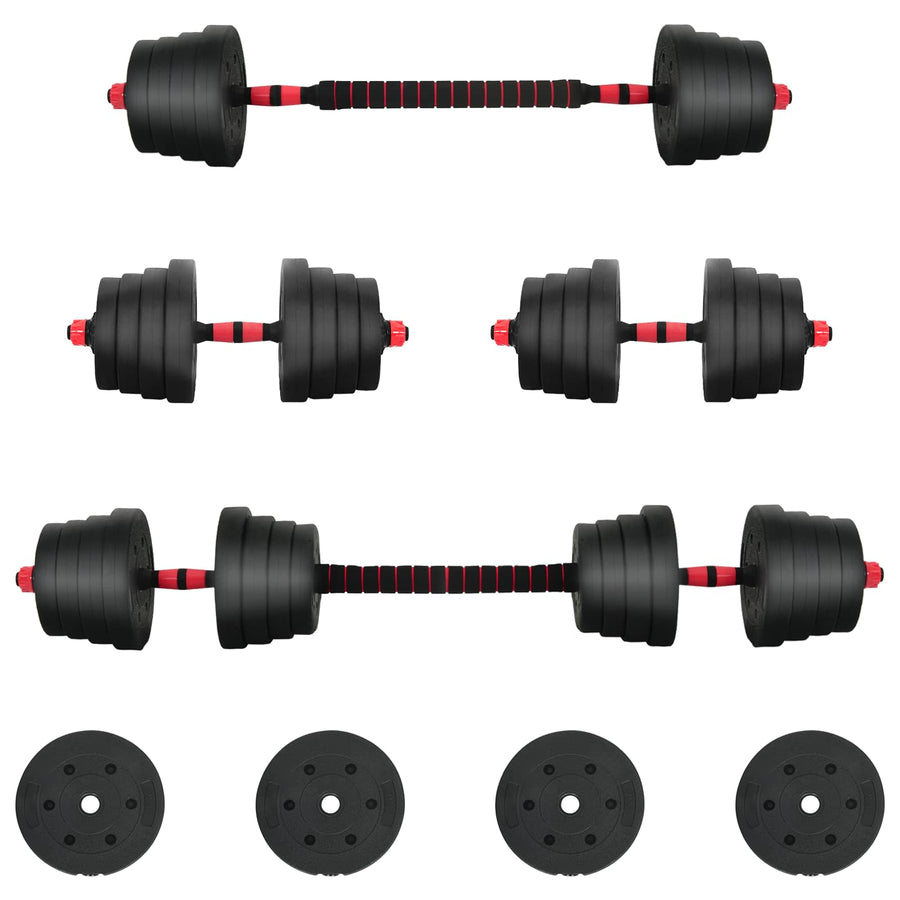 2-in-1 Dumbbell Set 40 kg Black and Red Cement and Iron Sand