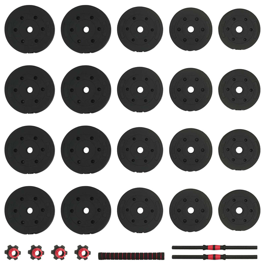 2-in-1 Dumbbell Set 40 kg Black and Red Cement and Iron Sand