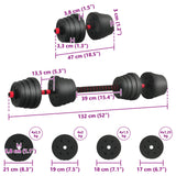 2-in-1 Dumbbell Set 40kg Black and Red Cement and Iron Sand