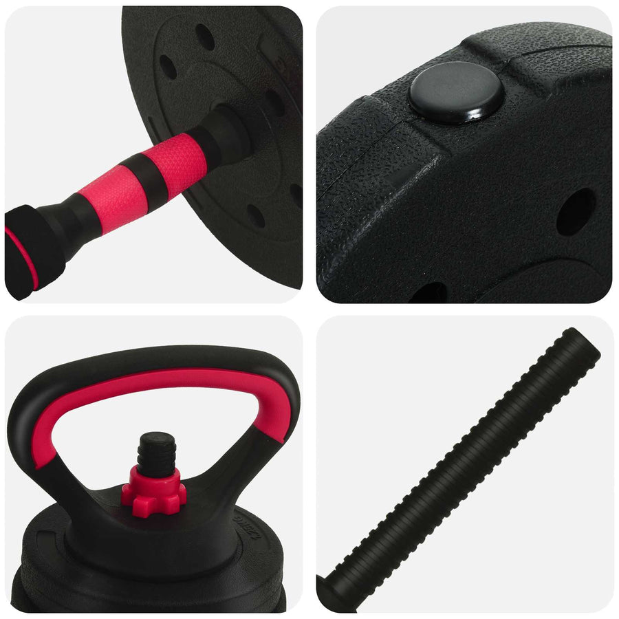 4-in-1 Dumbbell Set 40 kg Black and Red Cement and Iron Sand