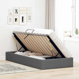 Ottoman Bed Frame with Storage Dark Grey 90 x 190 cm Fabric - Top-Down View