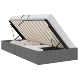Ottoman Bed Frame with Storage Dark Grey 90 x 190 cm Fabric - Front View