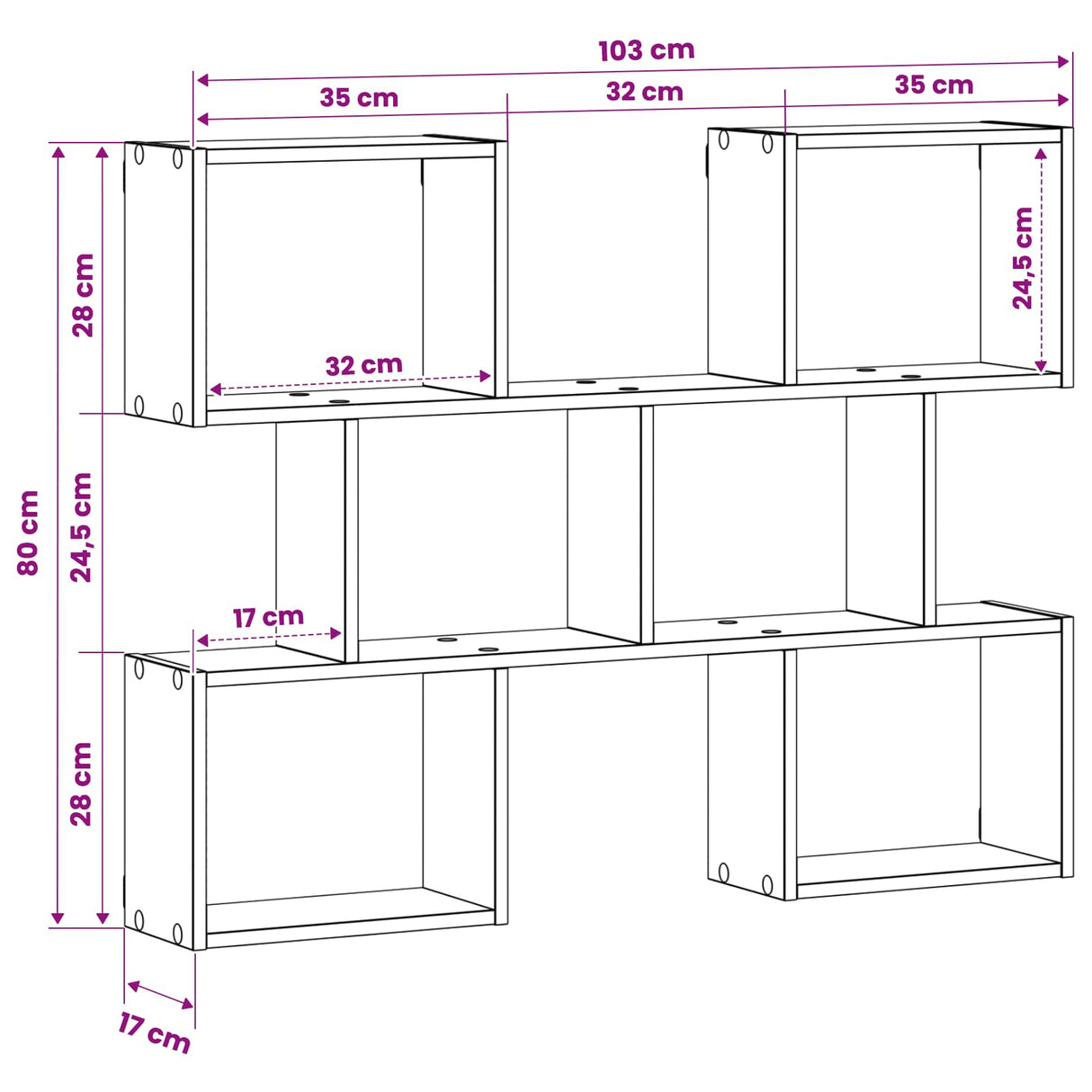 Wall Shelf White 103 x 17 x 80 cm Engineered Wood