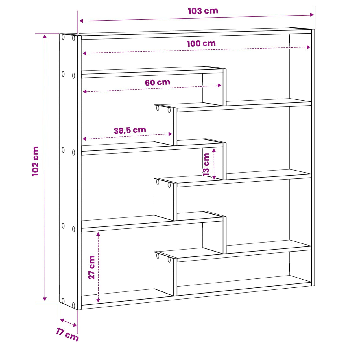 Wall Shelf White 103 x 17 x 102 cm Engineered Wood